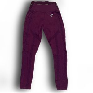 GymShark Mesh Trim Leggings in Burgundy Wine